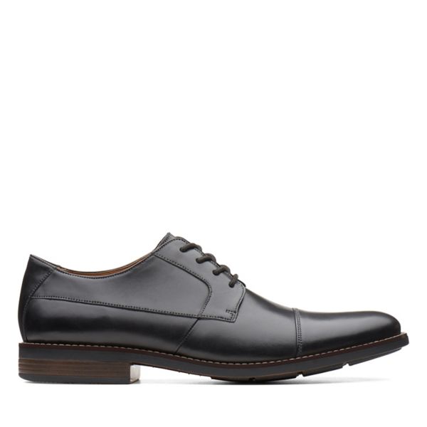 Clarks Mens Becken Cap Wide Fit Shoes Black | CA-4509176